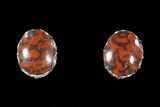 Dark Red, Polished Dinosaur Bone (Gembone) Post Earrings #54097-1